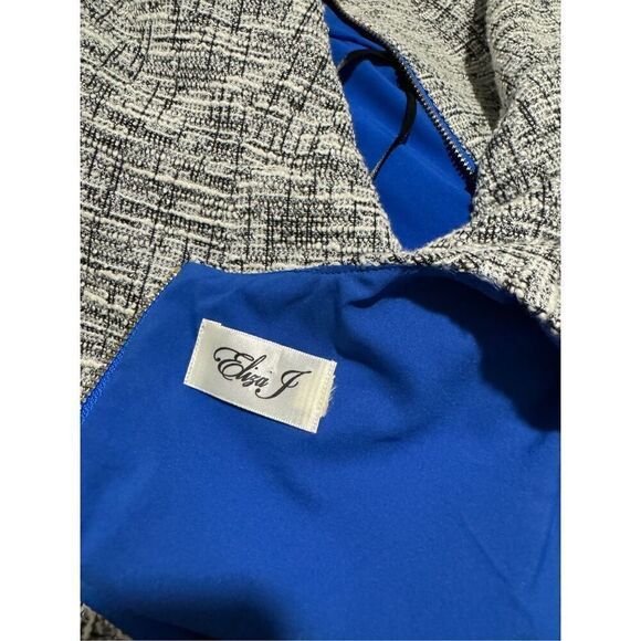 Eliza J tweed sheath sleeveless ruffle front - Picture 7 of 8